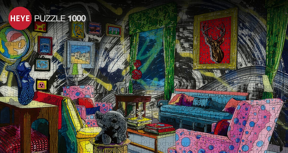 Sala com cervo, quebra-cabeça Heye 1000 peças