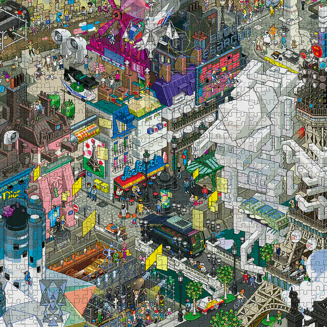 eBoy HEYE ピクセルアート パズル 4点セット 1000P/1500P Aventura em Paris, quebra-cabeça Heye 1000 peças